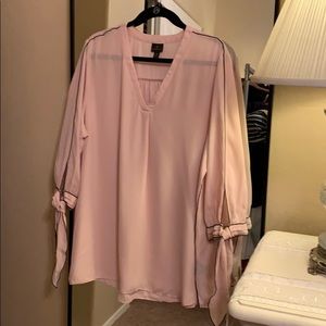 Pink blouse with black trim